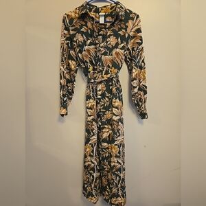H&M Green and Yellow Floral Dress